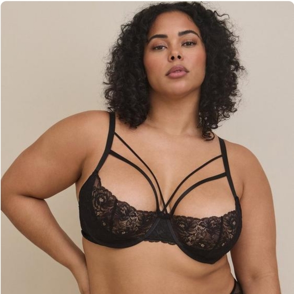 Lightly Lined Strappy Underwire Half Cup Bra - Picture 1 of 6